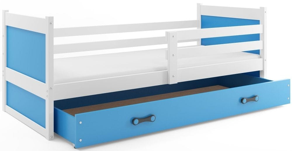 eoshop Detská posteľ RICO 1 80x190 cm, biela / modrá (Voľba matraca: Penový matrac)